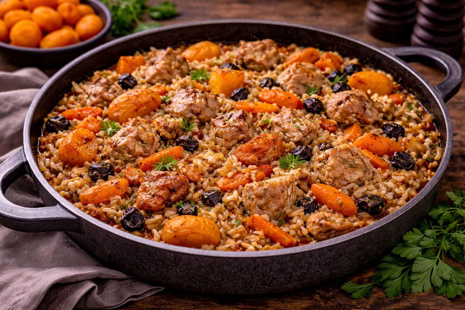 Плов с курицей и курагой