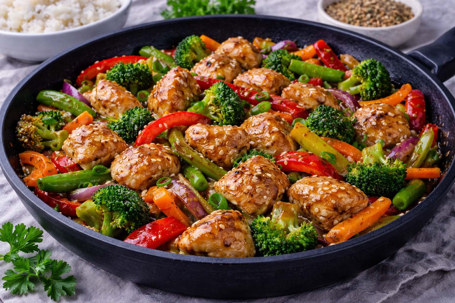 Курица с овощами в соевом соусе