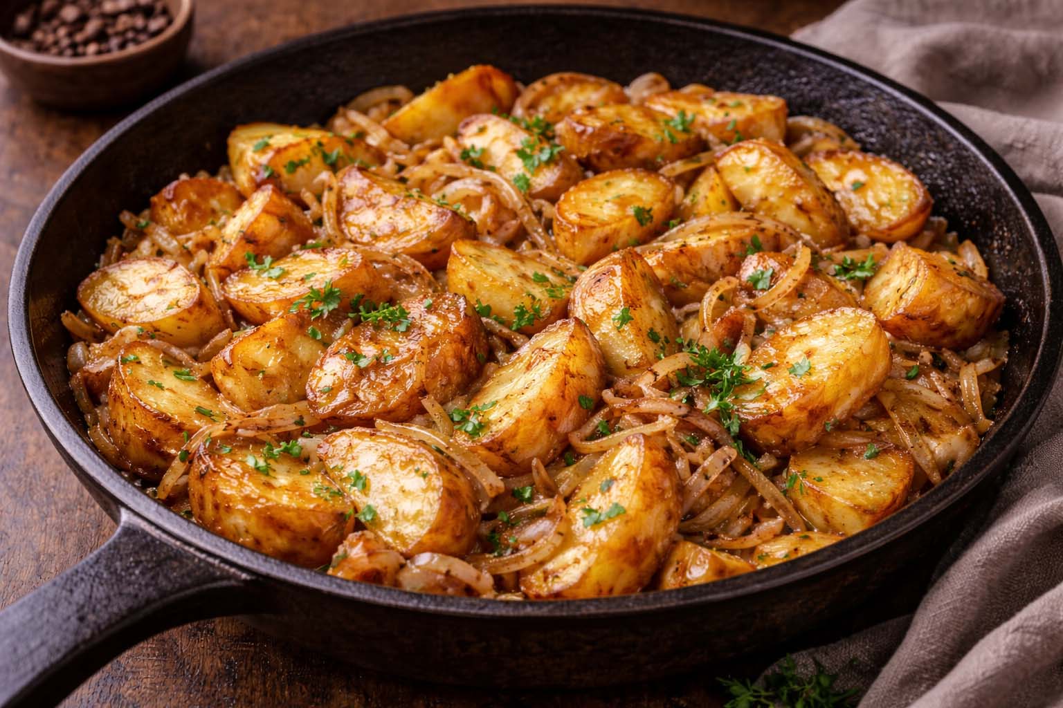 Жареная картошка с луком на сковороде — простой домашний рецепт