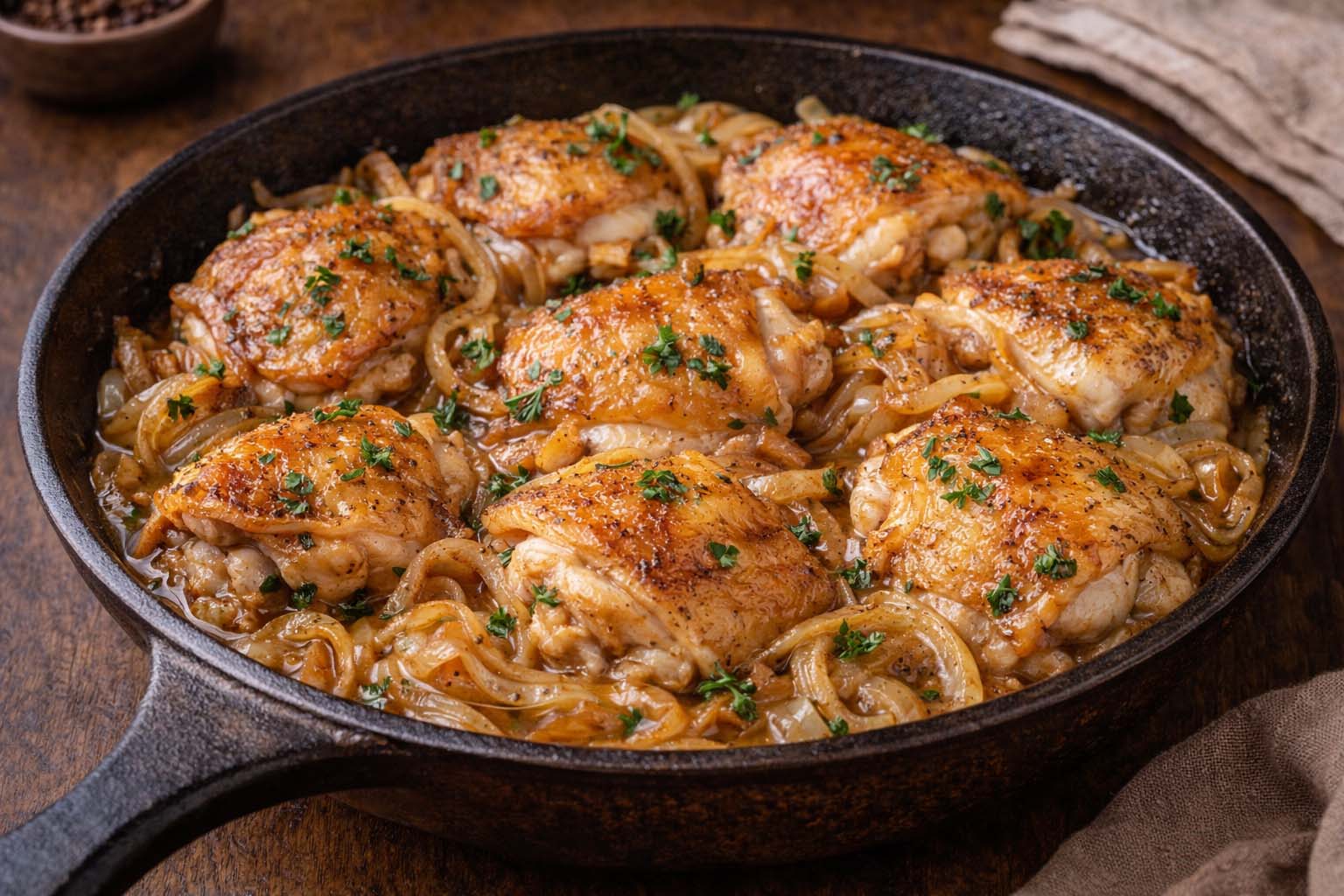 Курица на сковороде с луком — простой домашний рецепт