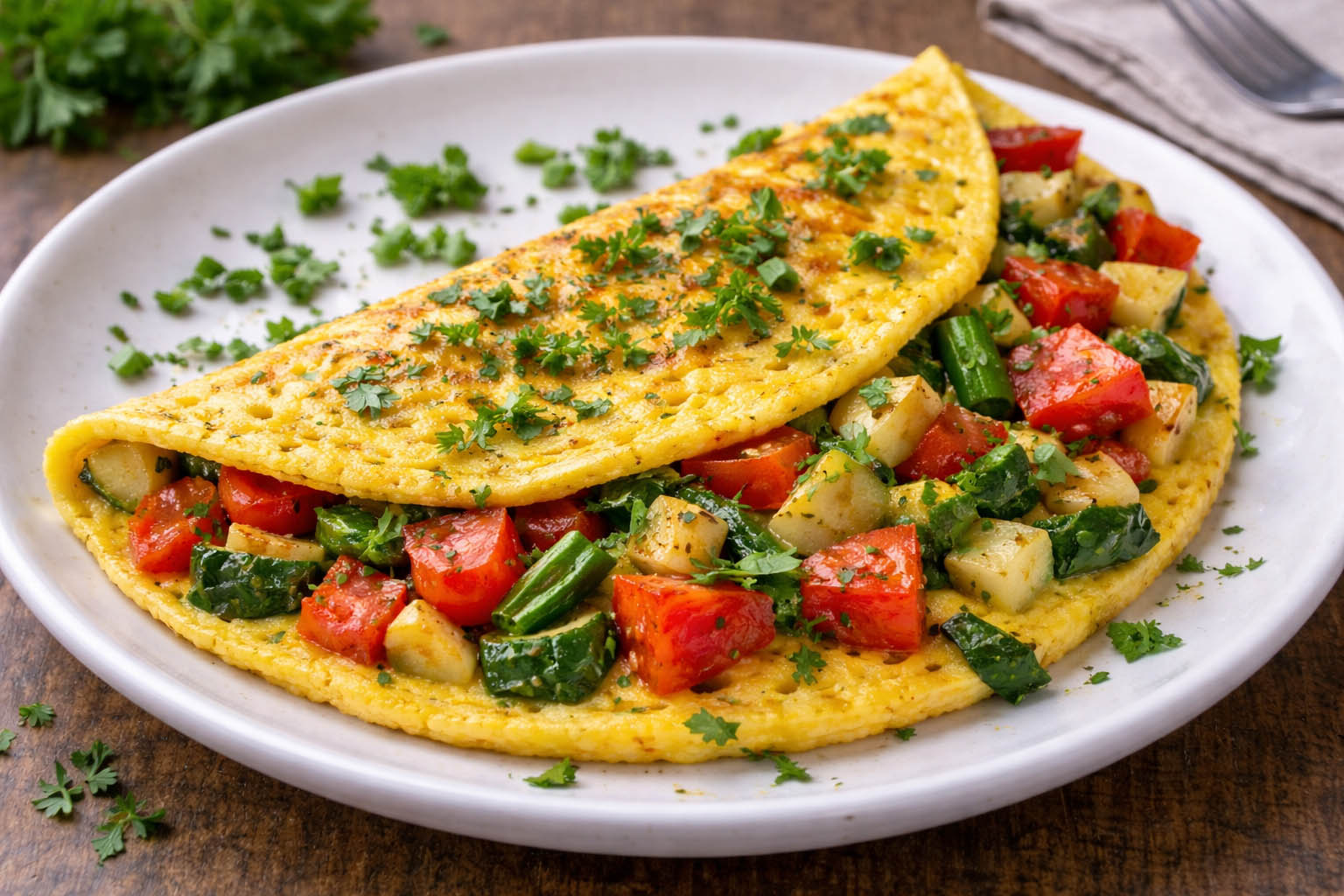 Простой омлет с овощами