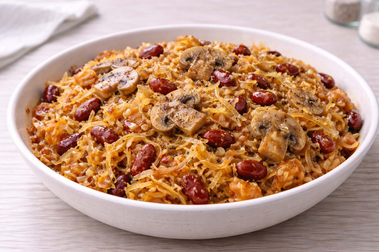 Тушеная капуста с грибами и фасолью