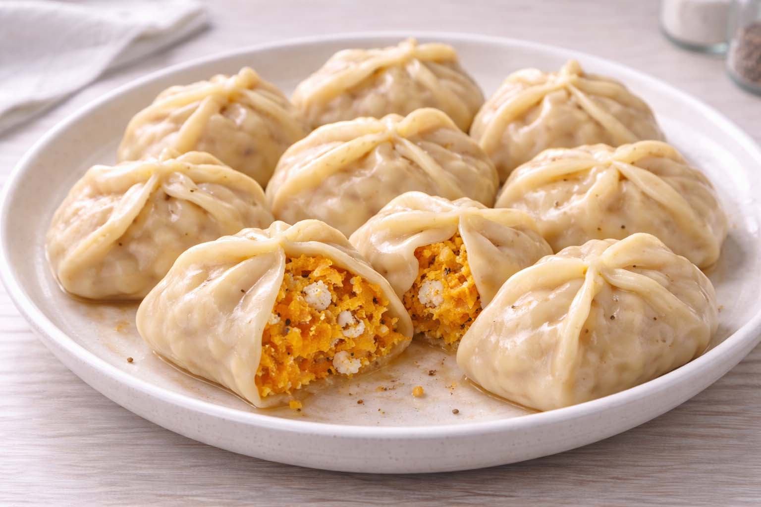 Ленивые манты с тыквой и творогом