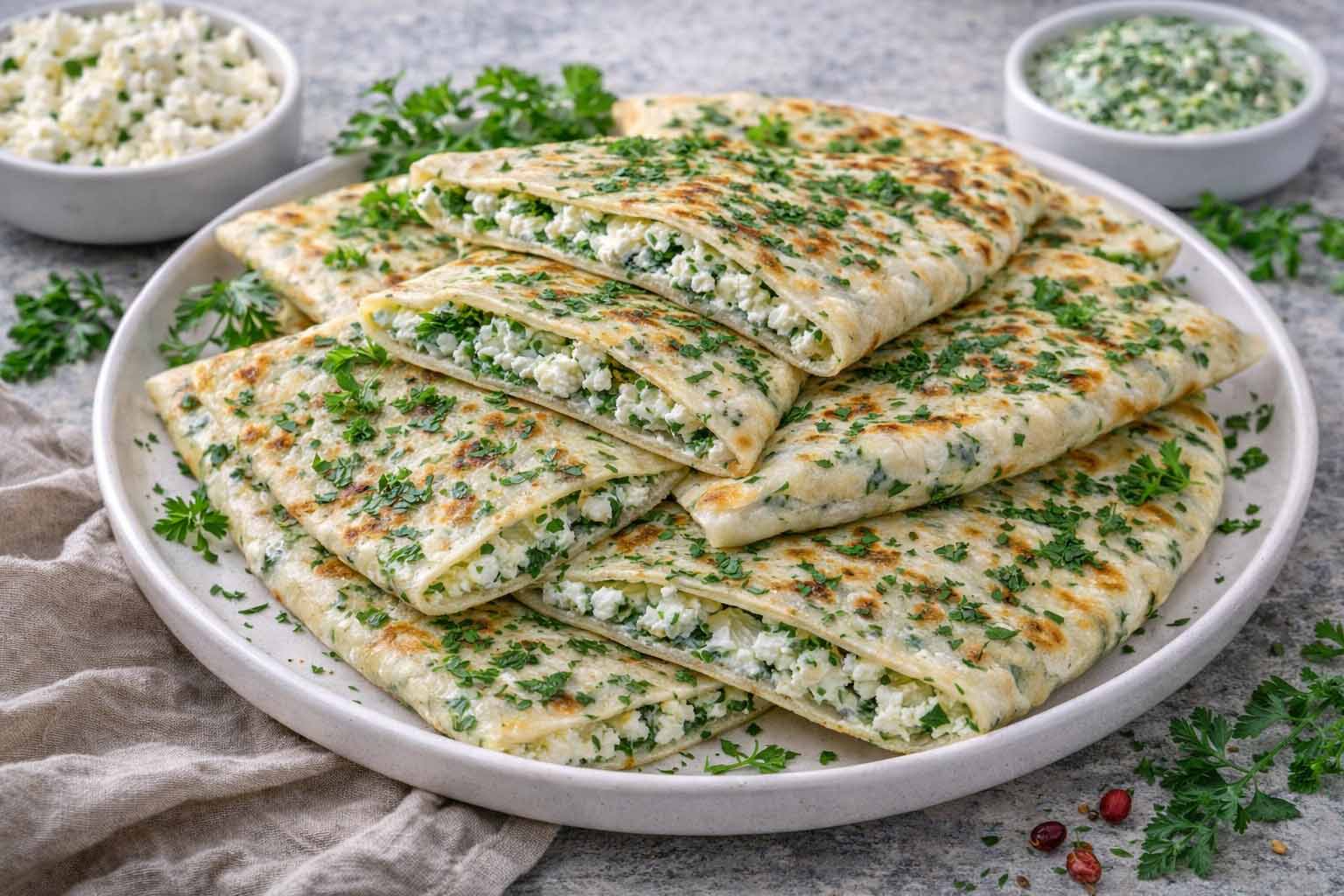 Лепешки с творогом и зеленью