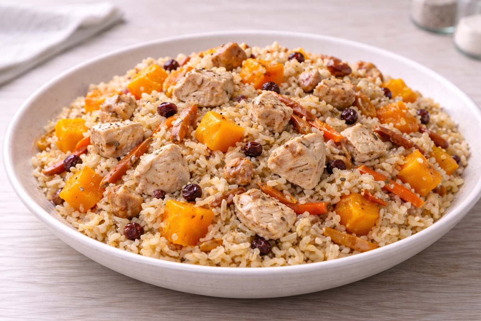 Плов с тыквой и курдюком