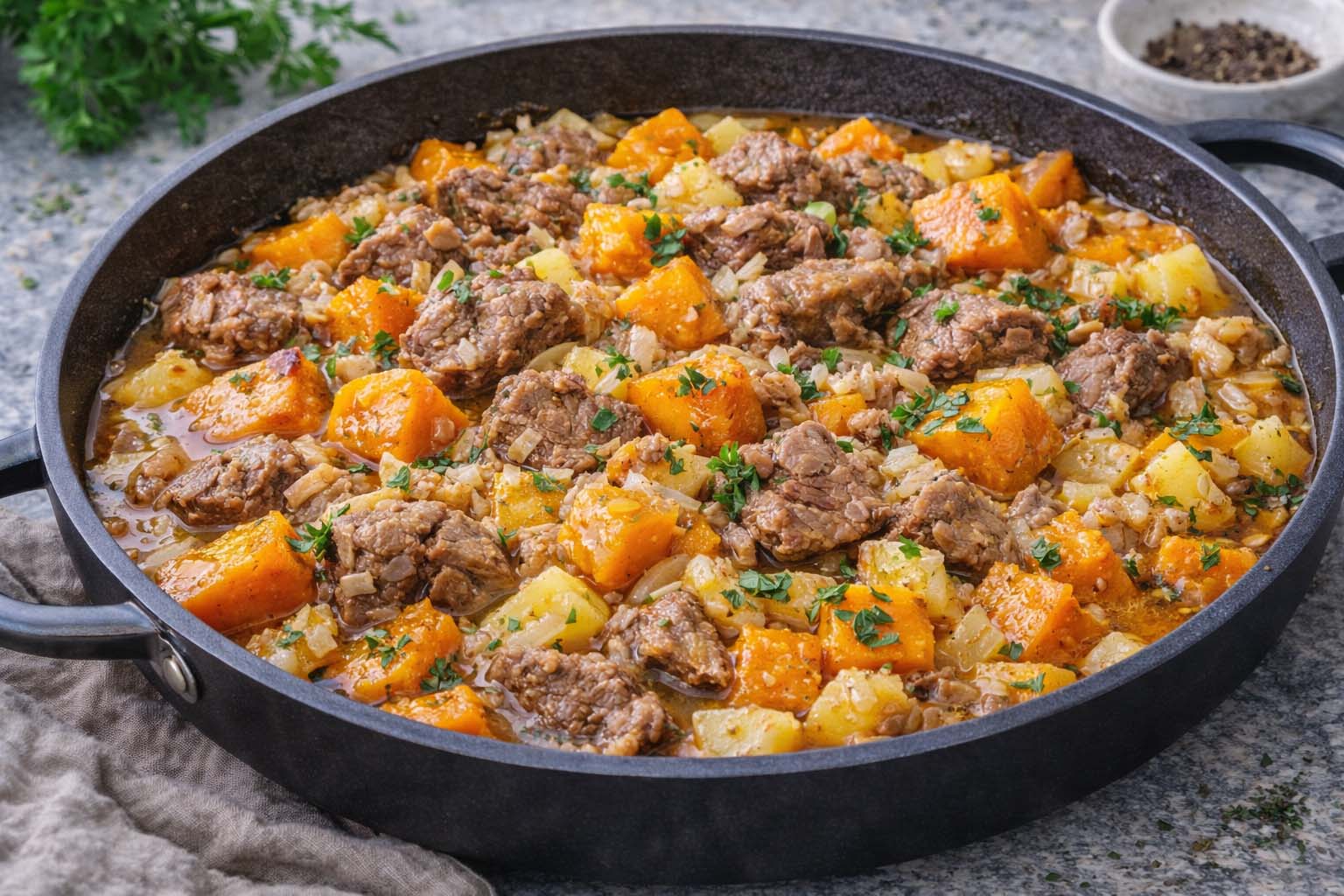 Жаркое с тыквой и бараниной