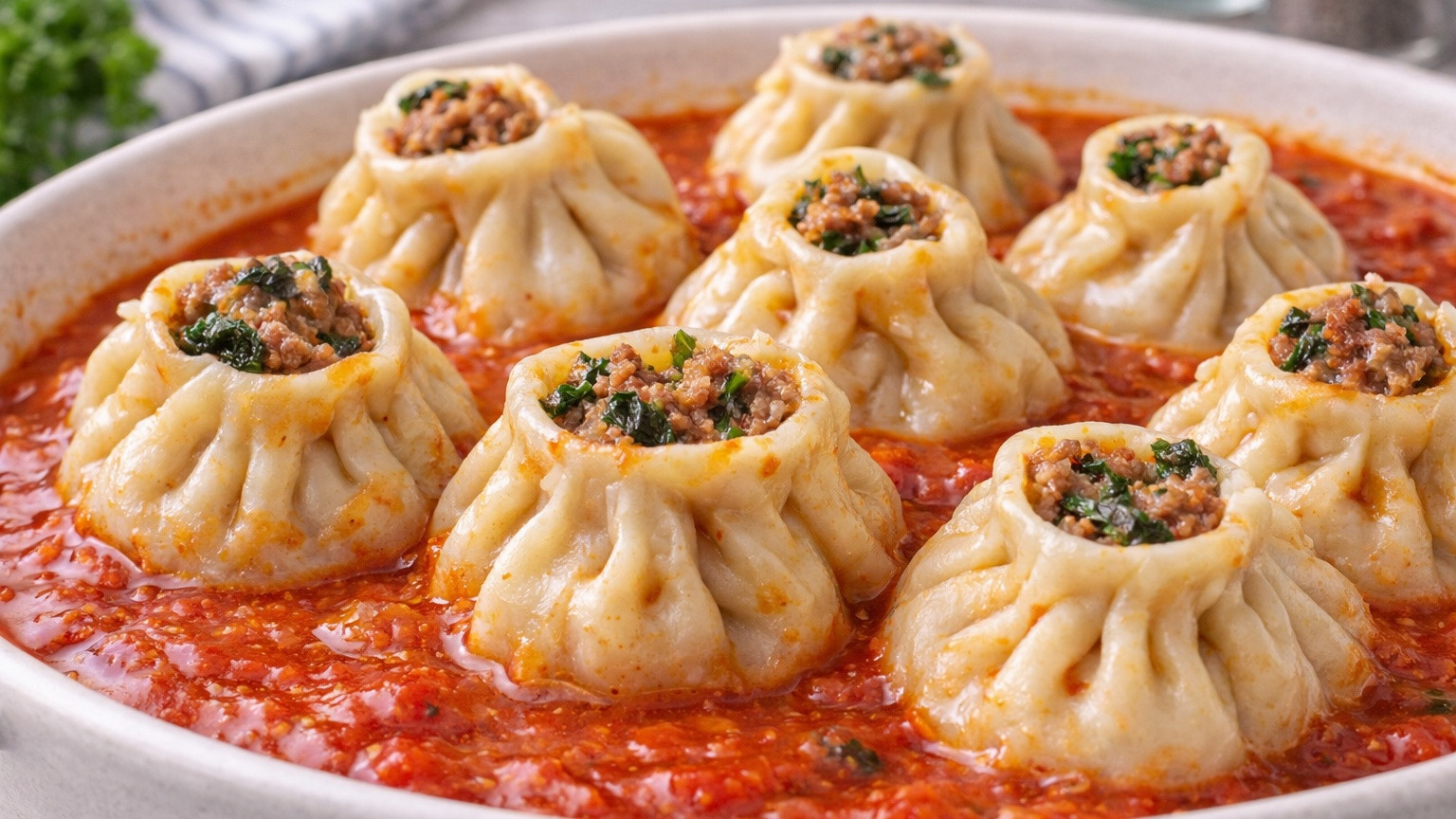 Ленивые хинкали с говядиной и шпинатом