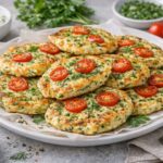 Сырные лепешки с зеленью и томатами