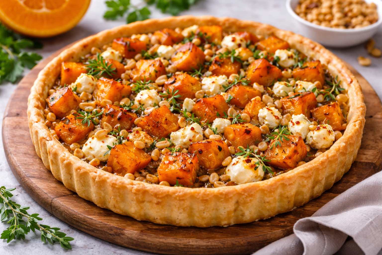 Тарт с тыквой и брынзой