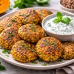 Тыквенно-гречневые котлеты с мятным соусом